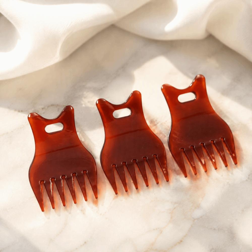 3PCS Compact Size Texturizing Comb Hangable Loop Styling Comb Set Wide Tooth Combs  For Curly Hair