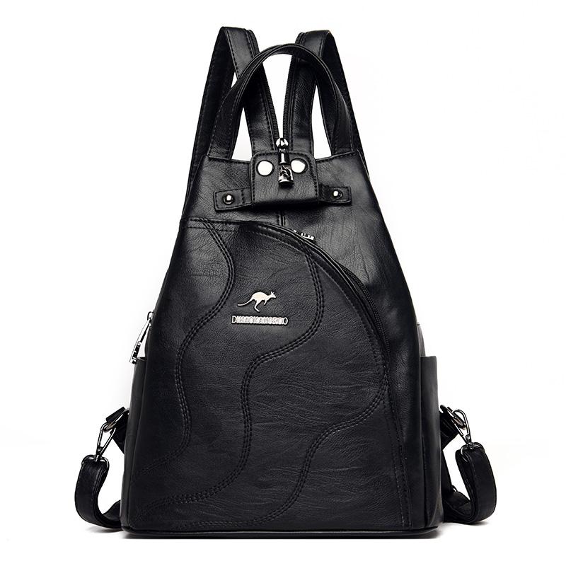 High Quality Patchwork Soft Leather Backpack Fashion School Bags For Girls Multifunctional Bags Ladies Backpacks Sac a Main