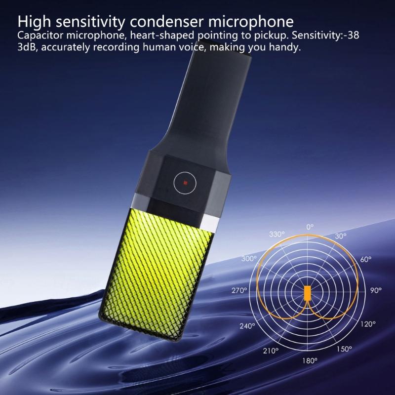 Upgrades Desktop Microphone Set 7 Color LED USB Plugs & Plays Connectivity Versatile Condenser Microphone with Stand