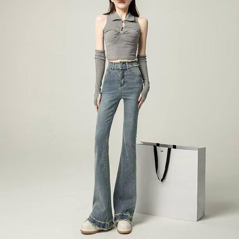 Women's 2025 High-Waisted Micro-Flare Jeans - New Spring & Autumn Petite Slimming Horseshoe Style