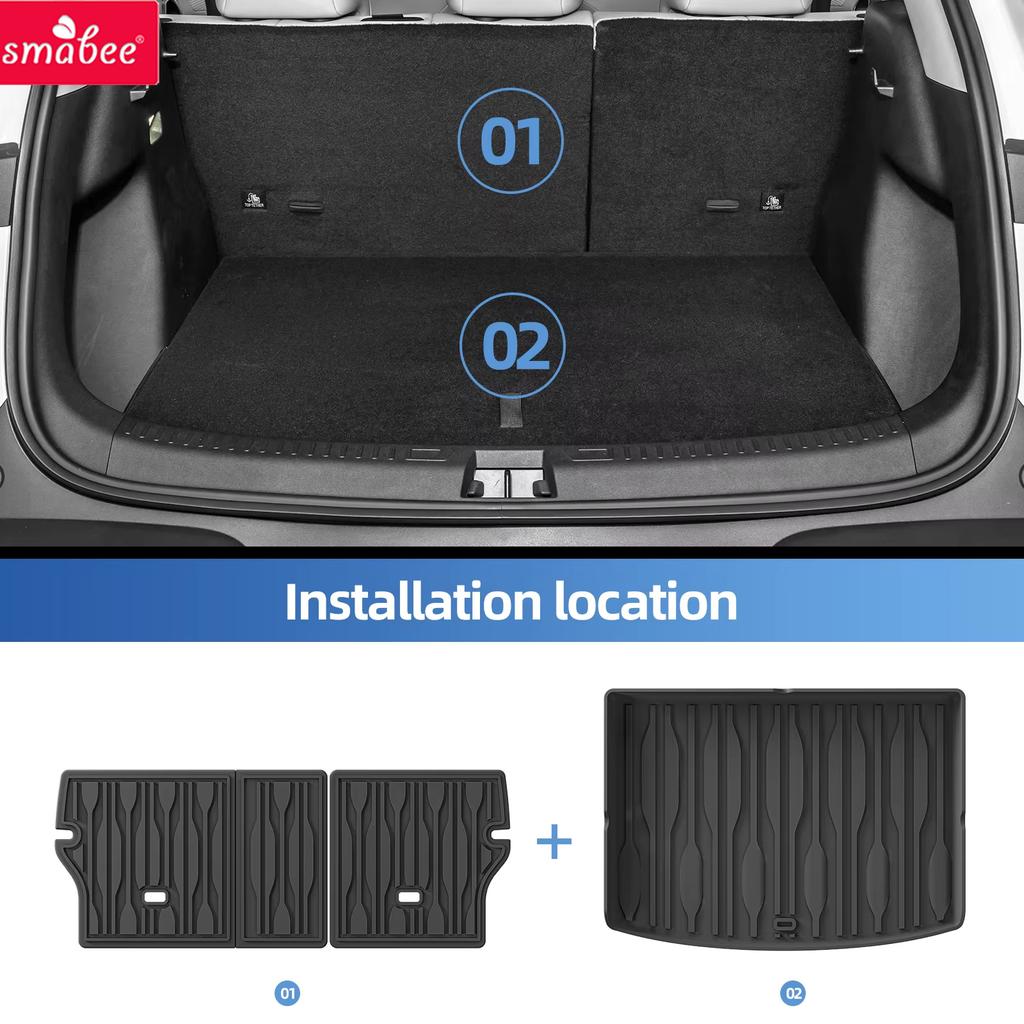 Smabee Left Drive for BYD Atto2 EV 2025 2026 (Not Fit DMi) Car Floor Mats Cargo Trunk Pad TPE 3D All Weather Accessories