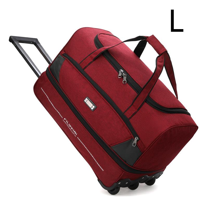 

Дорожная сумка на колесах из ткани Оксфорд Унисекс для выездных путешествий Посадочная деловая сумка Большой вместимости Складная Многофункциональная сумка для хранения L красный