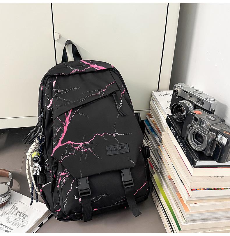 Schoolbag Backpack Female Junior High School Students Graffiti Backpack Male 1011 New Simple Design Large Capacity Multi-layer Student Schoolbag