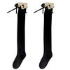 Japanese Women Lace Black White Ruffle Long Socks Kawaii Loli Soft Girl Sweet Stockings JK Lolita Leggings Over The Knee Bowknot