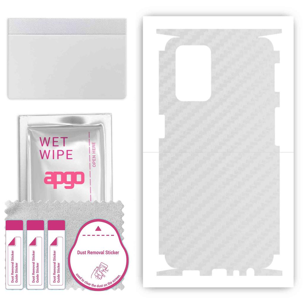 apgo Beskyttende hudklistremerke for baksiden+sidene kompatibelt med Oppo A54 (2021), Full Wrap Film, Folie, Vinyl - Mønster Gjennomsiktig Karbon