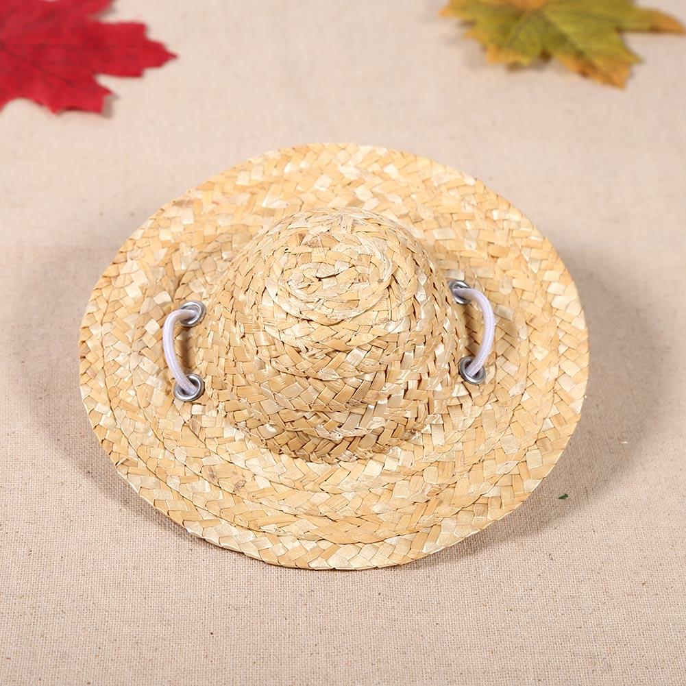 Small Cute Handcrafted Woven Straw Pet Puppy Hat Stylish Costume Hats for Little Dog Cat # S