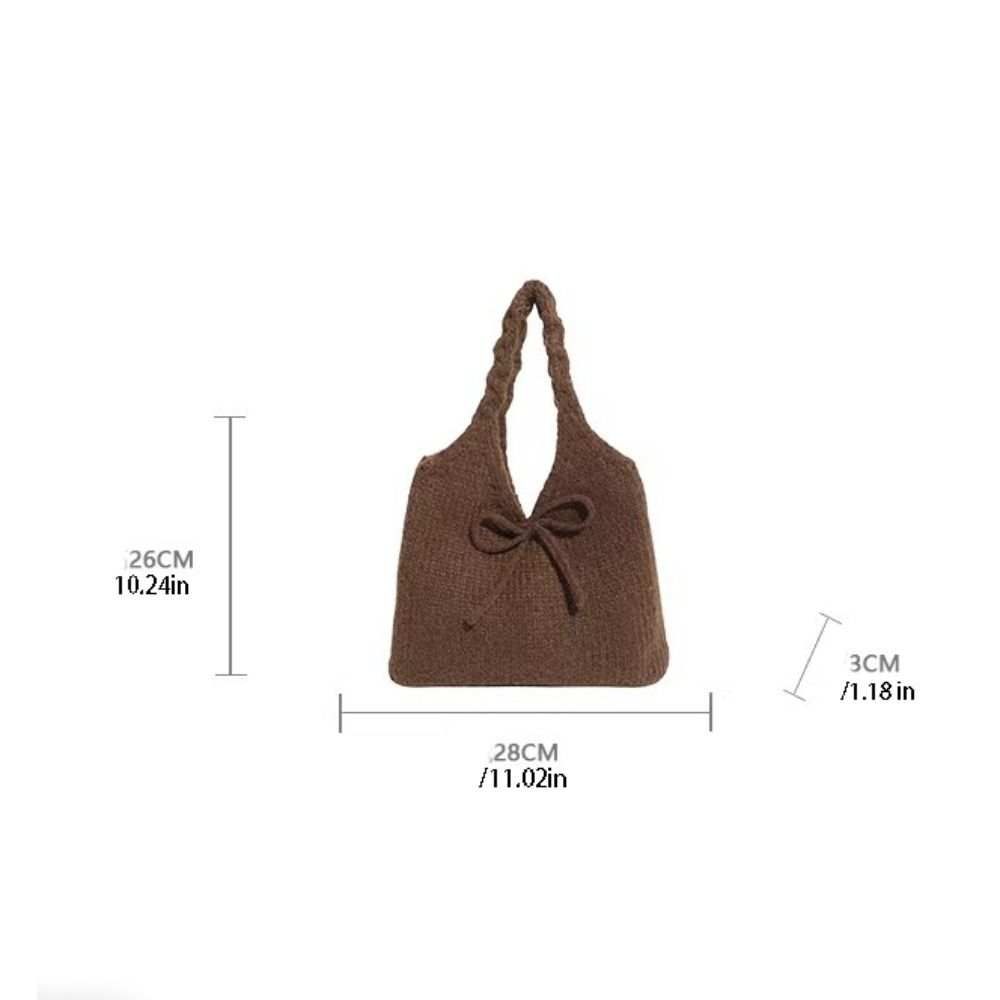 Casual Multicolor Bow Knitted Handbag Twists Soft Knitted Wrist Bag Cute Large Capacity Knit Shoulder Bag Commuting