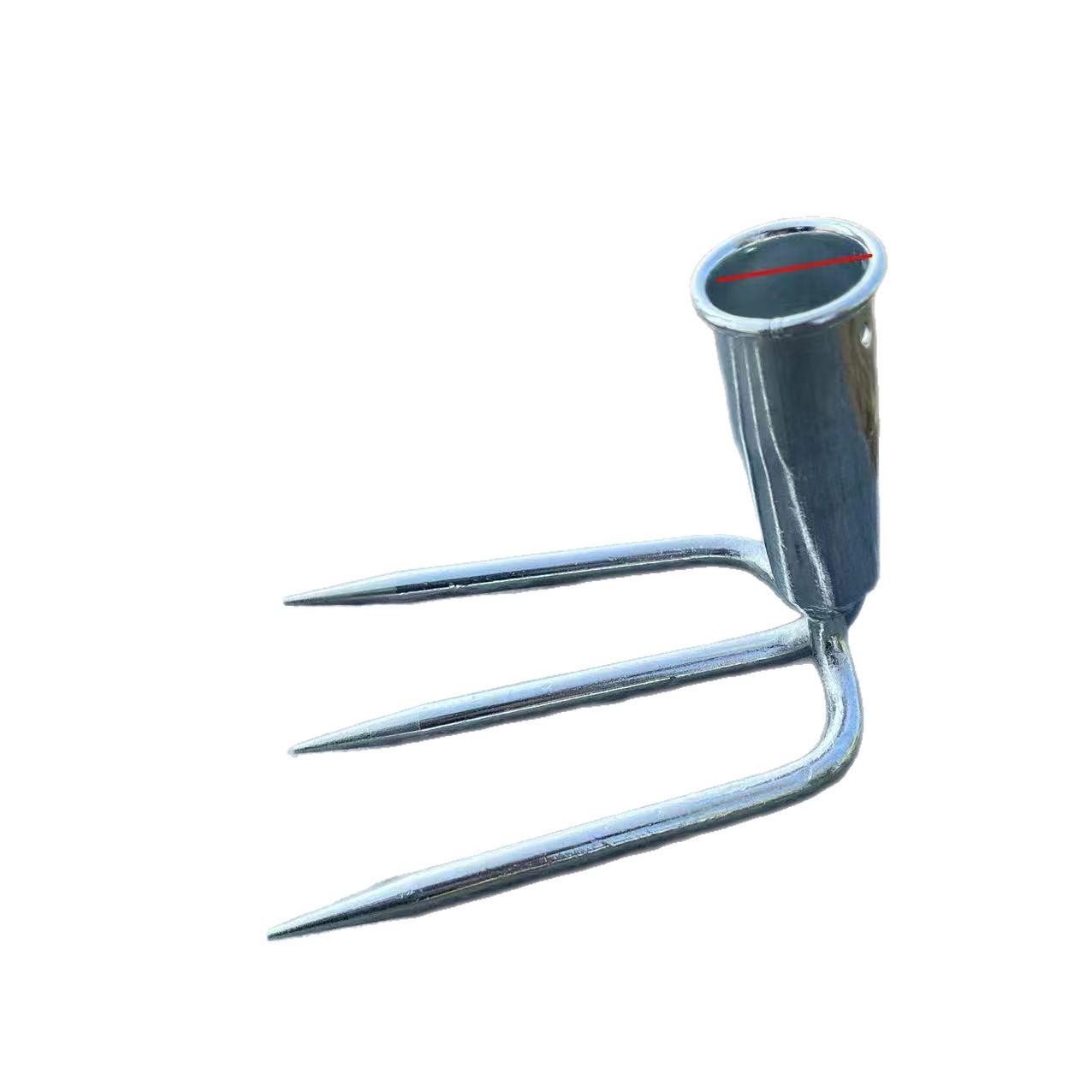 Three-Tined Outdoor Hoe and Rake for Farming and Gardening