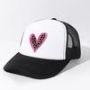 Leopard Heart Print Trucker Hat Pink Outline Mesh Baseball Cap Unisex Outdoor Casual