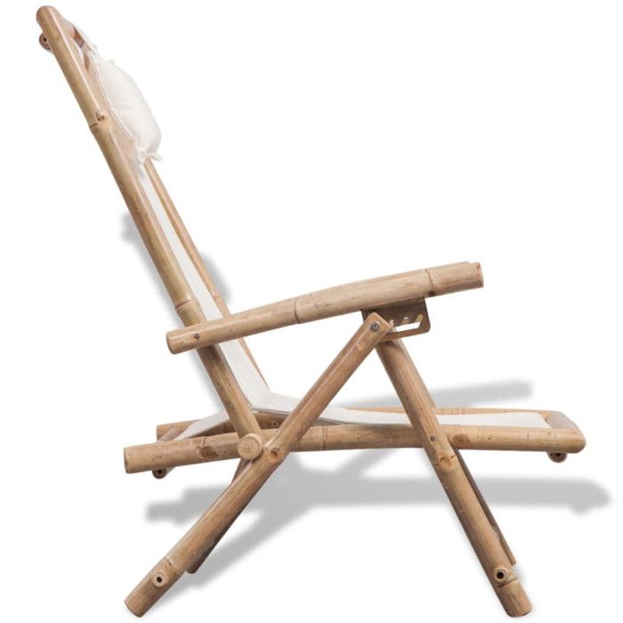 Chaise d'extérieur en bambou - Blanc - 62 x 86 x (71-91) cm