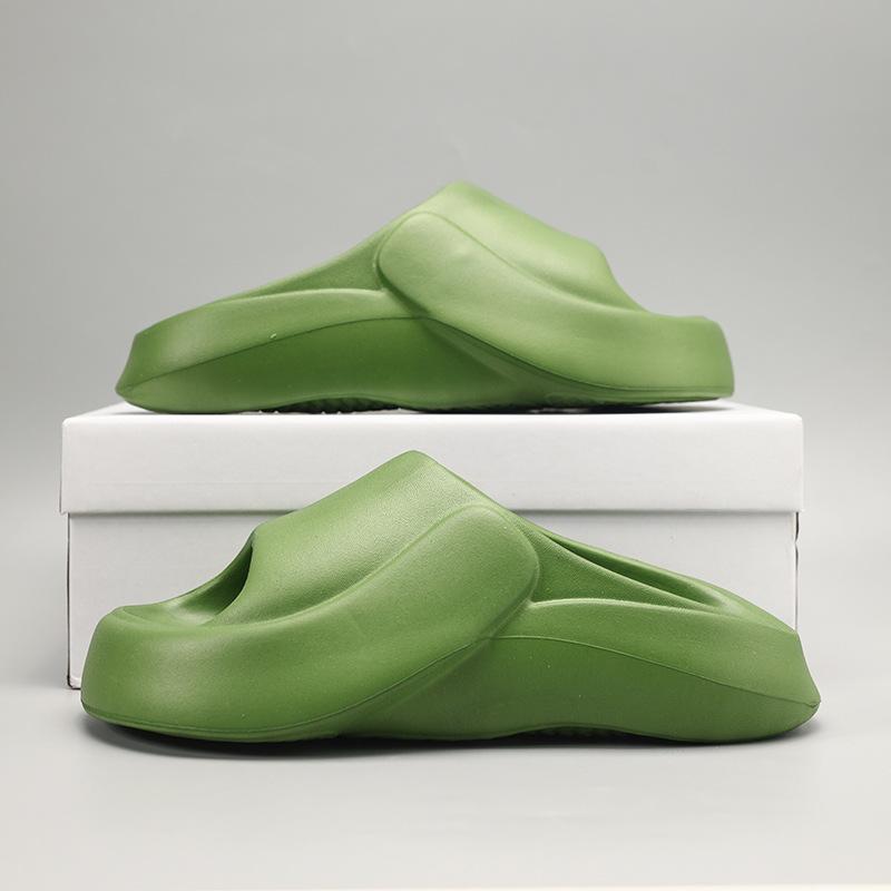 

Уличные тапочки для пары, мягкая подошва, толстая подошва, увеличенная высота, дышащие, удобные, износостойкие, обувь для ванной комнаты, летняя пляжная обувь 44-45 зелёный