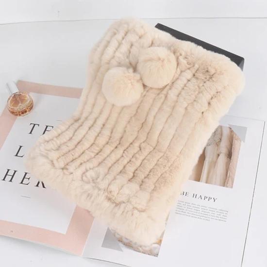 New lady real rex rabbit fur hat Natural warm rex rabbit fur hat scarf Women hand knitted soft real rabbit fur caps scarves