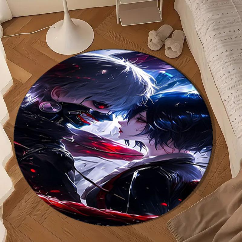 Tokyo anime Artwork Round Rug for Livingroom,Bedroom, Palyroom, Chair Rug, Area rug, Circle Carpet, Large Size Fan Christmas gift