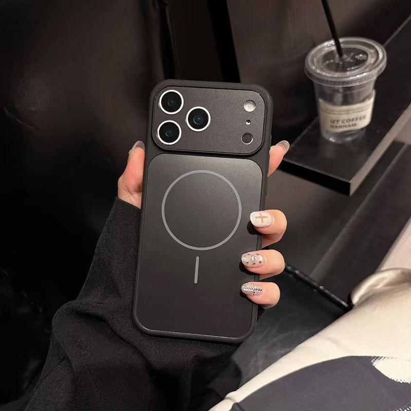 Luxury Large Window Magnetic Official Orange Phone Case For iPhone 17 16 15 14 Plus 13 12 Pro Max Wireless Charging Back Cover