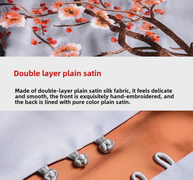 Exquisiter bestickter Cheongsam-Schal aus Maulbeerseide für Damen