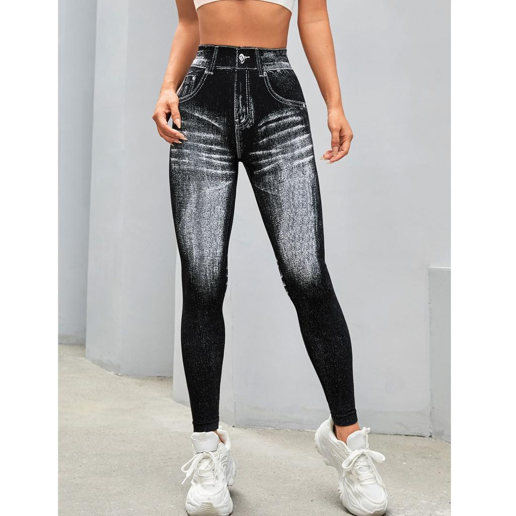 Damen Lässige Nahtlose Hüfthebende Fitnesshose mit Engem Rücken V-Bund Yogahose