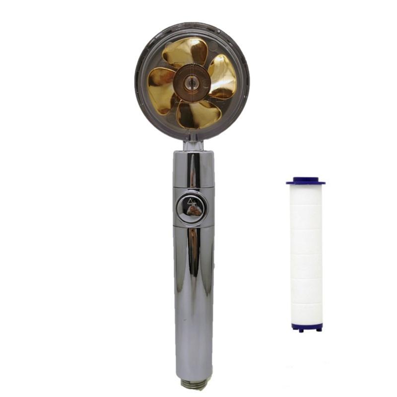 

Насадка для душа Многоцветная экономия воды Съемная вращающаяся на 360 градусов насадка высокого давления с турбонаддувом золотой