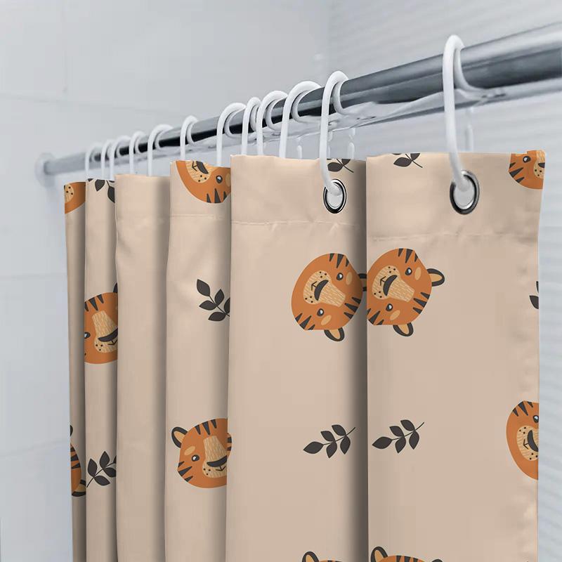 Animal Print Shower Curtain With Tiger Faces Modern Home Decor For Bathroom