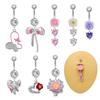 Heart Bow Navel Ring Ornament For Women Girls Light Luxury Belly Button Piercing Barbell Pendant Body Piercing Jewelry