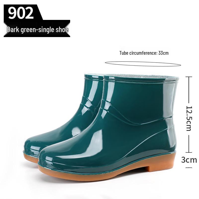 Women's Slip-On Waterproof Short Rain Boots, Non-Slip Mom Shoes for Kitchen, Home & Garden with Tendon Sole