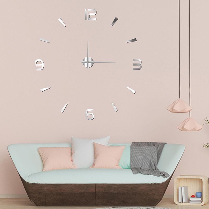 1 stk 3D Veggklokke Speil Veggklistremerker Kreative DIY Veggklokker Moderne Design Stille Kvarts Nålklokke Hjemmedekor