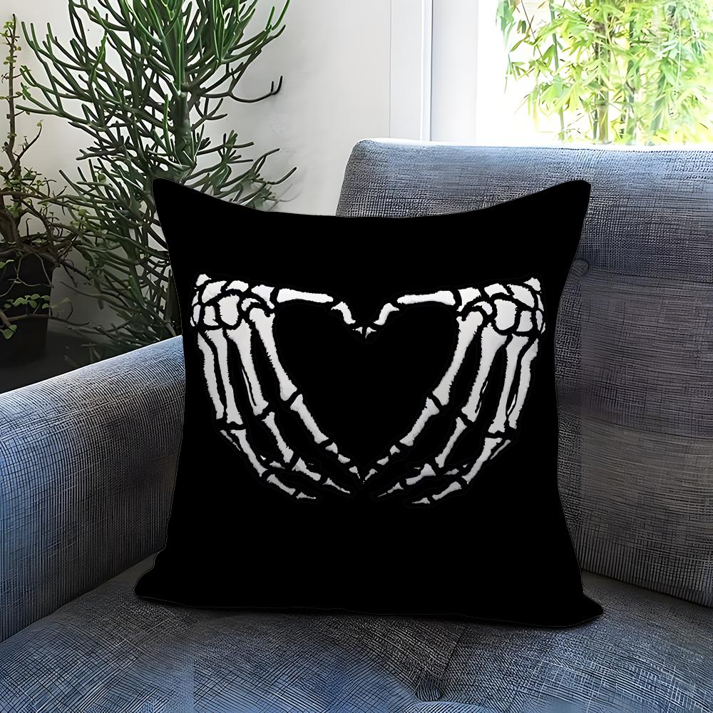 Fashion SSkull Heartes Cushion Cover Comfortable Reversible Pillow Cover Ideal for Car Sofa Bedroom  Beyond