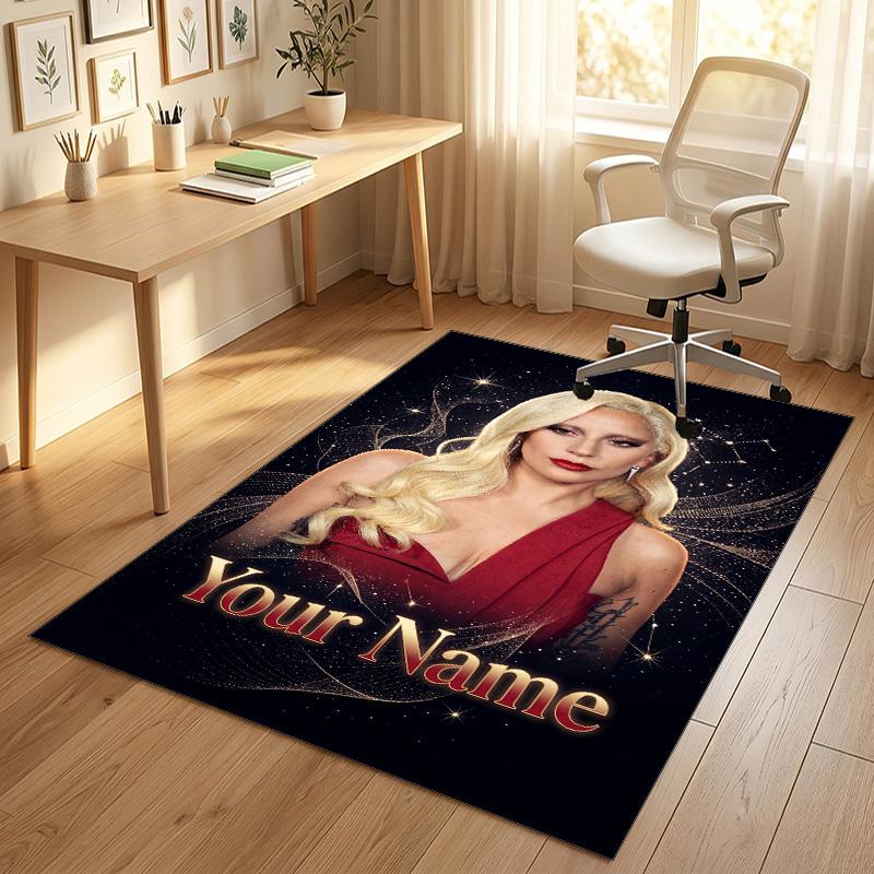 Personalized Crystal Velvet Carpet,Lady Gaga Custom Printed Name, Plush Area Rug For Home Indoor Decor