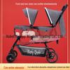 Lightweight Foldable Double Stroller: Sit & Lie Positions, Front & Back Seats for Baby & Toddler