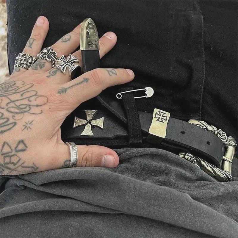 Same Style ERD Melancholy Rich 2nd Gen Cross Double Nailed Cowhide Punk