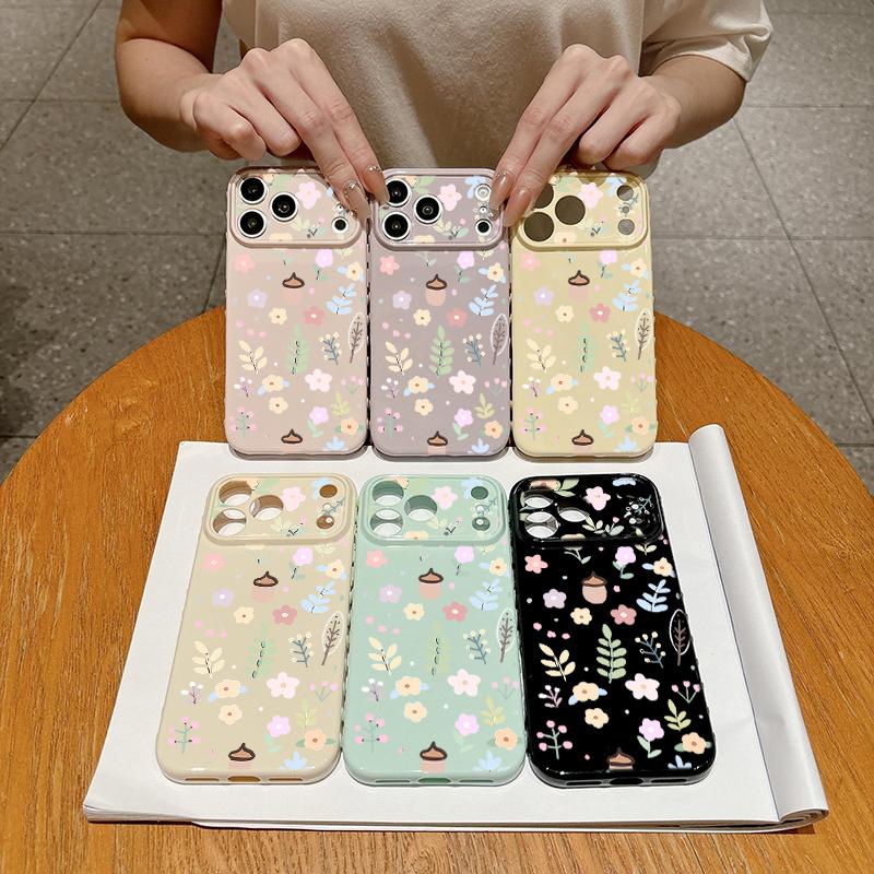 Custodia per Telefono Colorata Fiori Colore Caramella Cuore Morbido Rilievo Lato Per iPhone 11 12 13 14 15 16 17 Pro Max 14 Plus Copertura Antiurto