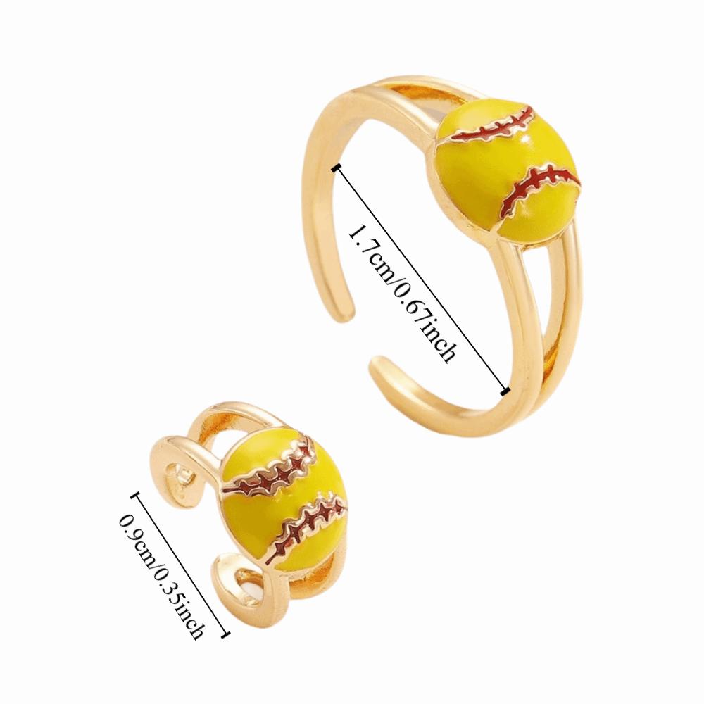 Colourful Adjustable Finger Ring Copper Sports Balls Shaped Open Rings Football Ear Clips Holiday