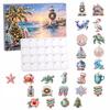 Christmas Advent Calendar with Acrylic and Beach Themed Ornaments Countdown Gift Box