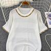 Summer Women O-neck Short Sleeve Sequined Knitted Sweater Pullover Tops