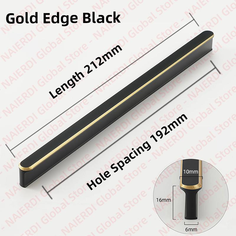 NAIERDI American Style Black Cabinet Handles Aluminum Alloy  Long Furniture Handle Kitchen Cupboard Pulls Drawer Knobs Hardware