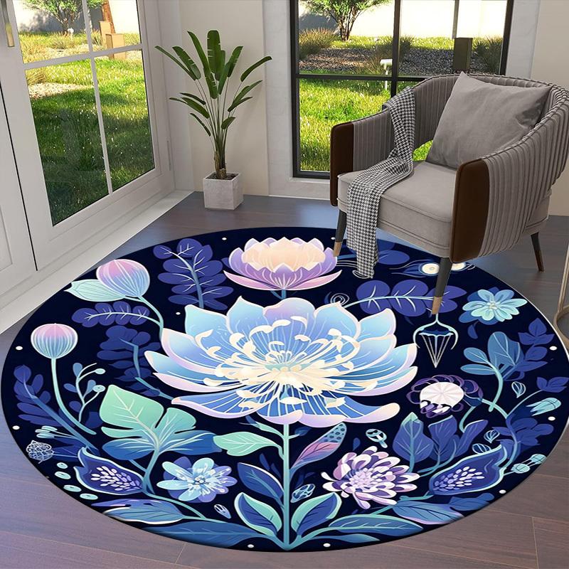 1pc Office Carpet Chair Mats Elegant Floral Circular Design Perfect for Decorating Office Chairs, Living Rooms, Or Bedrooms