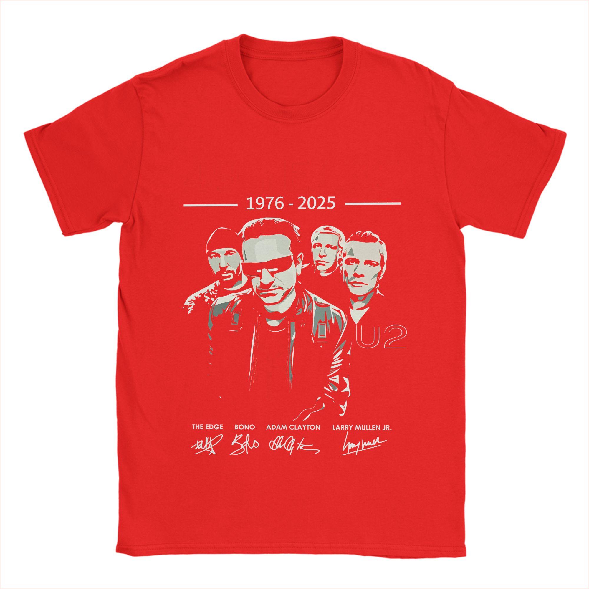 

U2 Band 49 Anniversary T Shirt for Men Cotton Funny TShirt Round Collar Tees Short Sleeve Tops Plus Size S