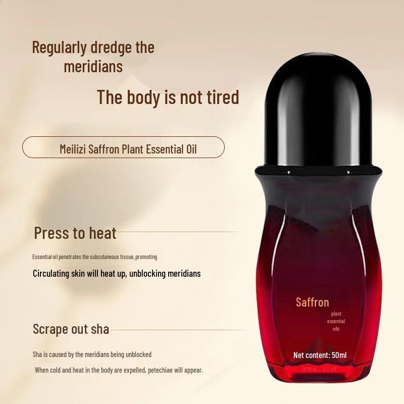 Saffron Essential Oil Roller - 50ml Safflower Massage for Shoulder & Neck Activation