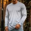 T-shirt da uomo a maniche lunghe con girocollo, top casual in cotone