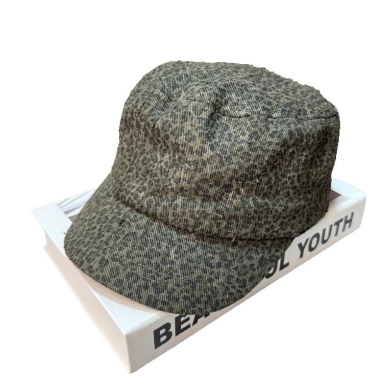 Medieval retro leopard print series cloth hat women's spring and summer sunscreen sunshade INS Kusa women's military hat