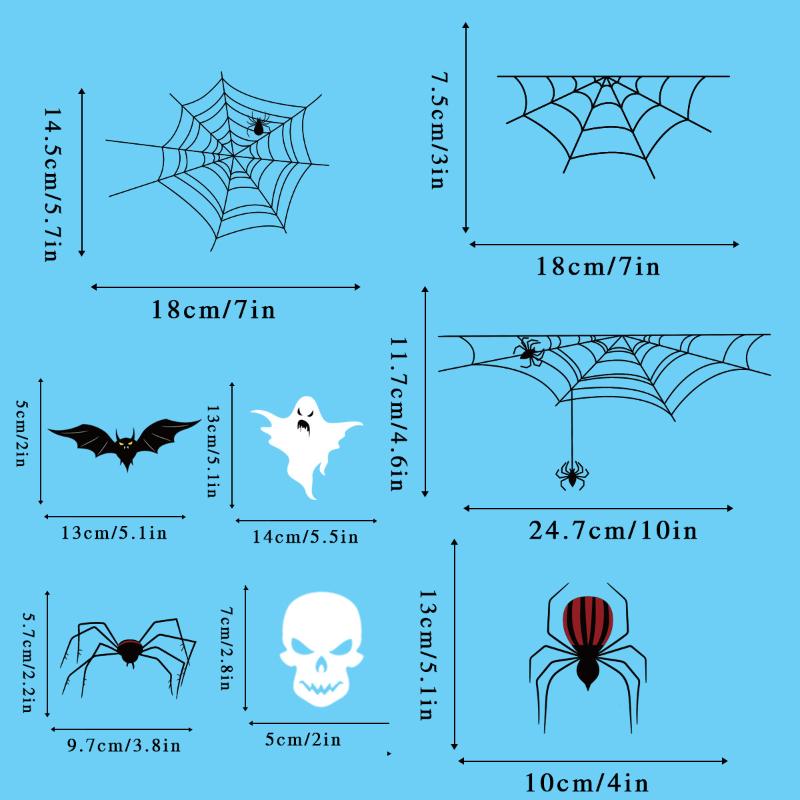 Halloween Window Sticker Pumpkin Witch Bat Castle Pattern Wall Stickers Halloween Decals