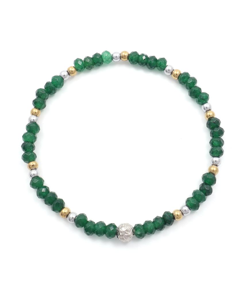 Polalita Gold & Silver Green Natural Stone Bracelet (Plt-Br-081_Gn)