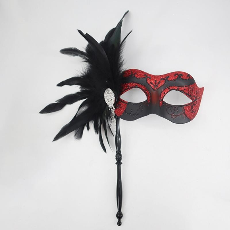 Venetian Masquerade Masks Halloween Mardi Gras Masks with Stick Ball Party Masks