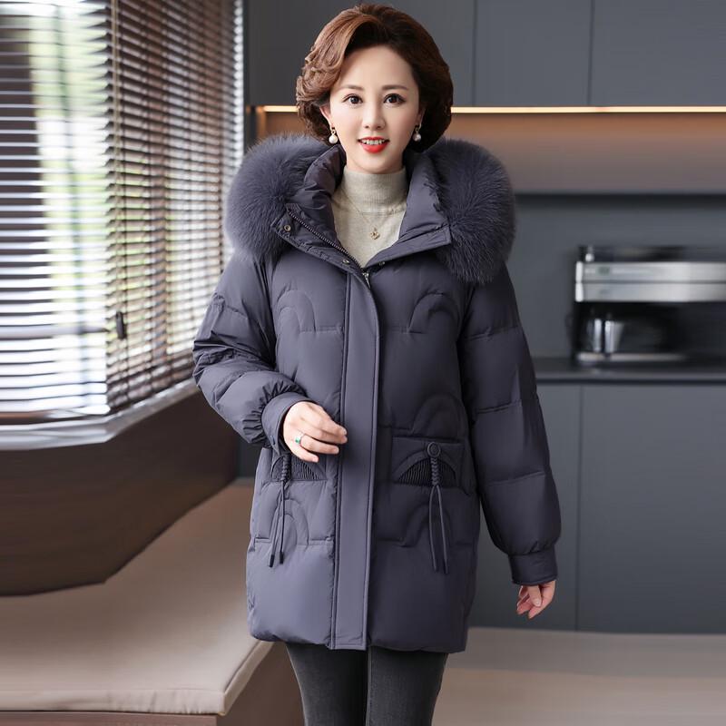Xiaofu Women's Hooded Duck Down Jacket with Faux Fur Trim