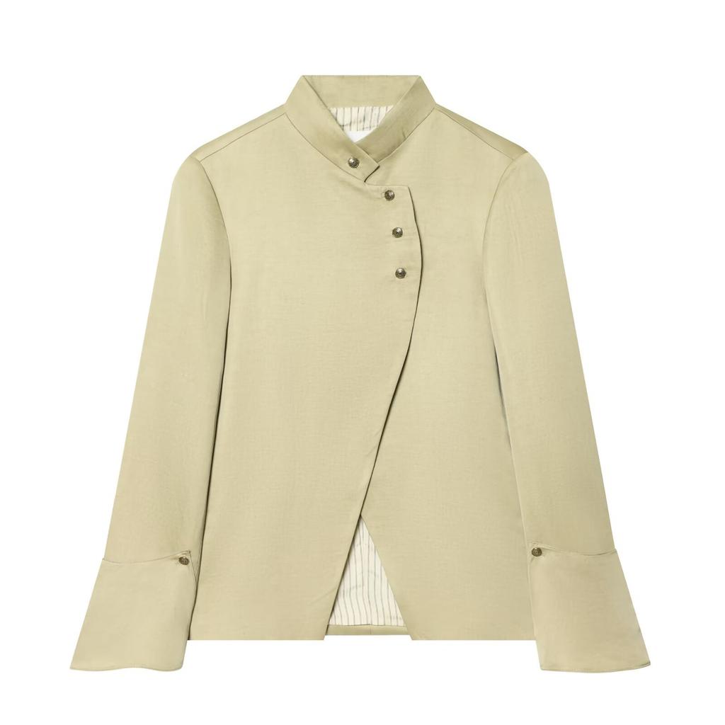 European and American Style New Women's Fashionable Half-high Collar Layered Decorative Blazer 2710669