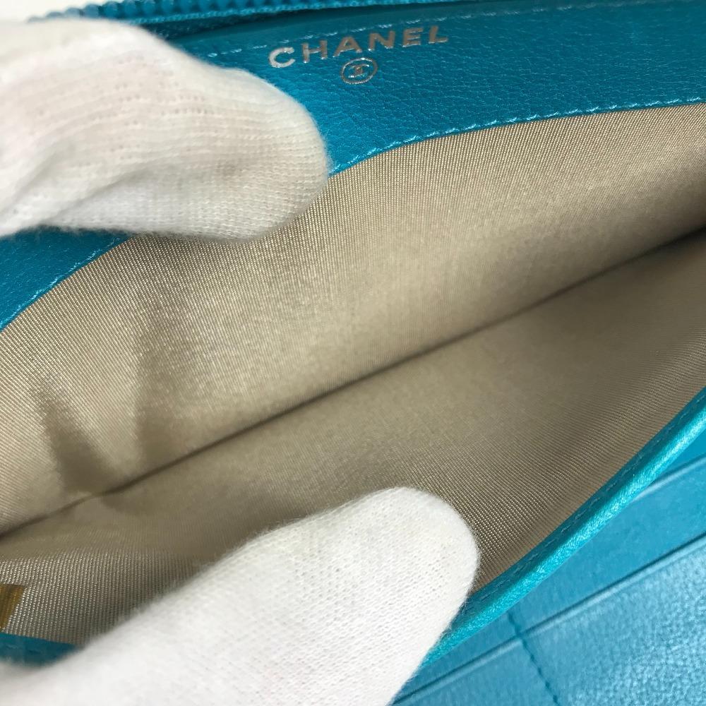 CHANEL Camellia CC CC Mark Zip Around Long Wallet Long Wallet Leather blue