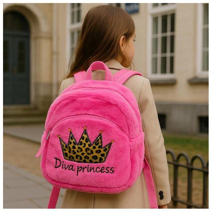 Sac à Dos Fille - Diva Princess - 27cm - Peluche Douce - Idéal Maternelle