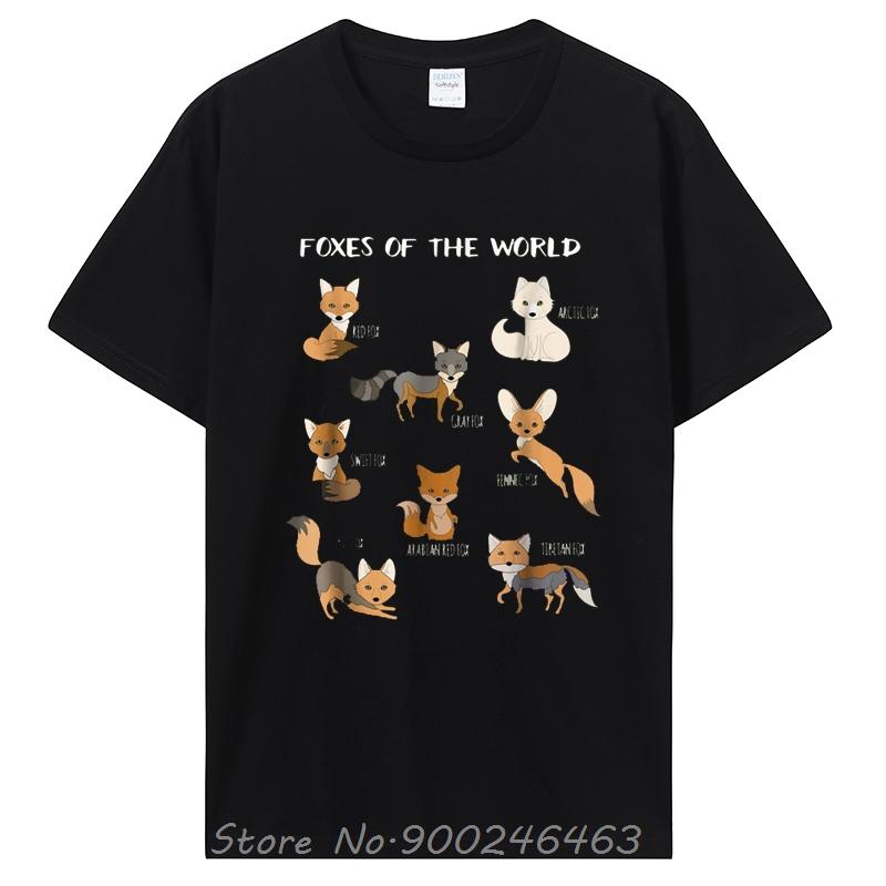 Foxes Of The World Funny Fox Animals Educational TShirt Fashionable Tops cotton T shirt Oversized Unisex Tshirt Unisexs Clothing S