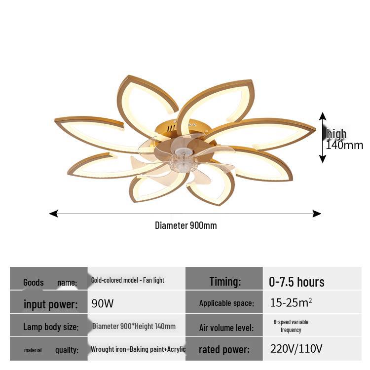 Silent Modern Flush Mount Ceiling Fan Light for Living Room/Bedroom