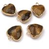 QSLLER 8 PCS Heart Shaped Natural Stone Pendants Healing Chakra Reiki Love Stone Charm Bulk for Jewelry Making