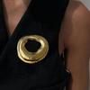 Vintage Stainless Steel Round Irregular Brooch for Women Exquisite Metal Circle Geometric Brooch Suit Accessories Zircon Gift